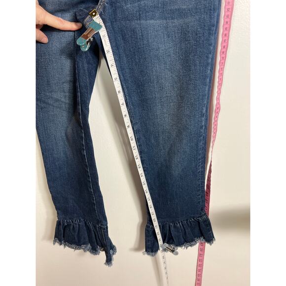 Revolve Ei8ht Dreams Denim Crop Flare Jeans 24 Boho Fray Festival - Picture 8 of 10